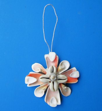 Orange Cut  Strombus Seashells Flower Ornaments <font color=red> Wholesale</font> 4 inches -  72 @ $1.25 each