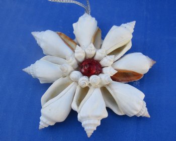 3-1/2 inches White Seashell Flower Ornaments <FONT COLOR=RED> Wholesale </font> - 96 @ $1.05 each