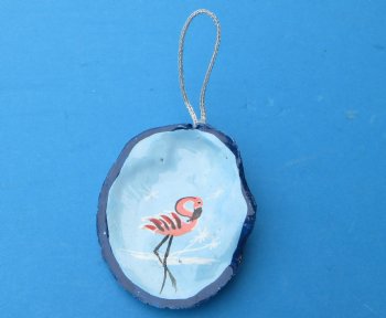 Painted Flamingo on Oyster Shell Beach Christmas Ornaments - 10 @ $2.00 each