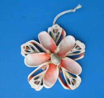 Peach Cut Strawberry Luhaunus Flower Christmas Ornaments, 4 inches - 10 @ $2.75 each