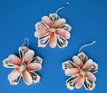 Peach Cut Strawberry Luhaunus Flower Christmas Ornaments, 4 inches - 10 @ $2.75 each