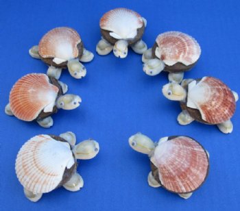Wood and Cowrie Shell Sea Turtle Novelties <font color=red> Wholesale</font> with Googly Eyes - 175 @ $.58 each