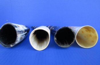 Painted Decorative Horn with Stripes and Circles made out of water buffalo horns 10 to 12 inches -  2 @ $10.80 each <font color=red> (CLOSEOUT 2 @ $7.20 EACH)</FONT>