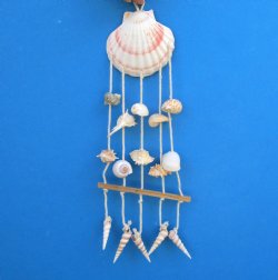 17 inches Large Baking Shell with 5 Rows of Hanging Seashells Wall Decor/Wind Chime <font color=red> Wholesale</font>- Case: 50 @ $2 each