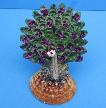 Seashell Peacock Novelty, 4 by 3-1/2 Inches - 3 @ $5.75 each