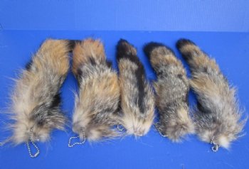 Grey Fox Tails with Ball Chains <font color=red> Wholesale</font> 13 to 16 inches- 12 @ $7.75 each