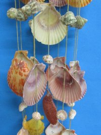 Coconut with Colorful Pecten Nobillis Seashells Wind Chimes <FONT COLOR=RED> Wholesale </font>, 18 inches - 30 @ $3.25 each