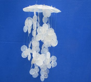 14 inches Small White Capiz Shell Wind Chimes <font color=red> Wholesale</font> - 24 @ $4.20 each