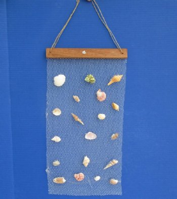 10 by 19 inches Hanging White Net Wall Decor with Tiny and Small Natural Shells - 4 @ $4.80 each