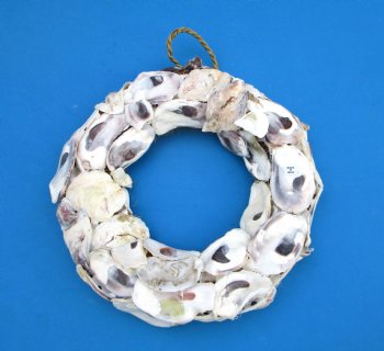 10 inches Round Natural Oyster Shell Wreath -  <Font color=red> Discount Priced</font> - Case: 12 @ $7.50 each