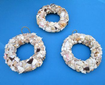 10 inches Round Seashell Wreath with Assorted Cut Shells- $13.60 each