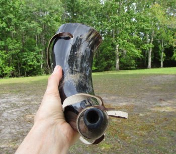 13-3/4 inches Blowing Horn, Viking War Horn with Leather Shoulder Strap for $19.99, 