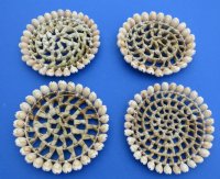 4 inches Wicker and Cowrie Shell Coasters <font color=red> Wholesale</font> - Case of 96 @ $1.12 each