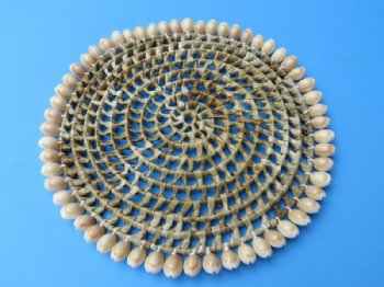 10 inches Round Open Weaved Wicker Placemats Trimmed with Ringtop Cowrie Shells - 12 @ $3.45 each