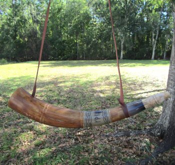 Blowing Horn with Engraved Elder Futhark Runes Characters (17.50") - $33.99 each