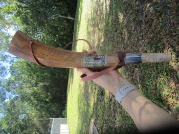 Blowing Horn with Engraved Elder Futhark Runes Characters (17.50") - $33.99 each