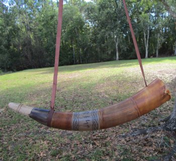 Blowing Horn with Engraved Elder Futhark Runes Characters (18.25") - $33.99 each