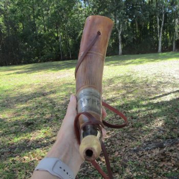 Carved Viking War Horn, Hand-Engraved Elder Futhark Runes (18-7/8") - $33.99 each