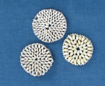 4 inches Round Cowrie Shell Coasters <font color=red> Wholesale</font>  - 108 @ .90 each