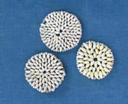 4 inches Round Cowrie Shell Coasters <font color=red> Wholesale</font>  - 108 @ .90 each