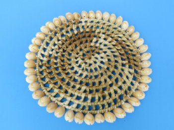 6 inches Round Wicker Open Weaved Placemats with Cowry Shell Borders - 12 @ $2.65 each