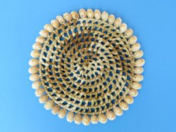 8 inches Round Wicker with Cowrie Shells Placemats <font color=red> Wholesale</font>  - Case of 96 @ $2.16 each