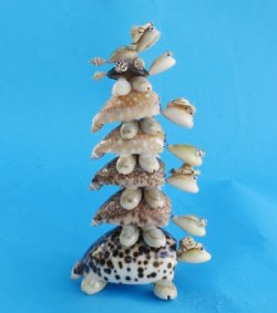  7 Stacked Bobbing Head Seashell Turtle Novelties <font color=red> Wholesale</font> Wearing a Tiny Hat and Wire Rimmed Glasses - 48 @ $3.10 each
