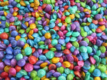 2.2 pounds Tiny Dyed Umbonium Shells, 1/8 inch to 1/2 inch - $9.20 a bag; 3 @ $8.25 bag