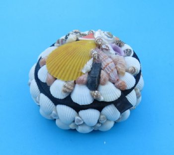 3-3/4 inches Round Seashell Covered Jewelry Box - $6.99 each; 6 @ $4.99 each
