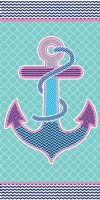 30 by 60 inches Nautical Anchor Design Beach Towels <font color=red>Wholesale</font> made with Fiber Reactive Dye - Case of 18 @ $5.85 each