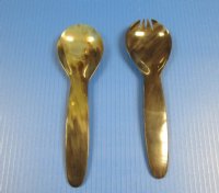 9-1/2 inches Horn Spoon and Spork Salad Serving Sets <font color=red> Wholesale</font> - 7 @ $14.25 a set