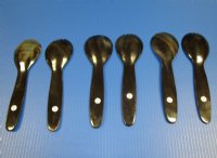 9-1/2 inches Horn Spoon and Spork Salad Serving Sets <font color=red> Wholesale</font> - 7 @ $14.25 a set