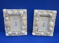 6 by 8 White Seashell Picture Frames <font color=red> Wholesale</font>  for 3-1/2 x 5 inches Photos - 15 @ $6.25 each