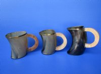 6 inches Polished Horn Mugs with Brass Trim  <font color=red> Wholesale</font> - 6 @ $23.00 each