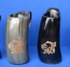 6 inches Authentic Buffalo Horn Viking Horn Tankard with Engraved Native American Chief Profile for Sale - Pack of 1 @ $36.99; Pack of 2 @ $34.00 each