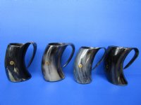6 inches, 16 ounces Engraved Ox Horn Mugs with a Wolf's Face <font color=red> Wholesale</font>- 8 @ $24.00 each