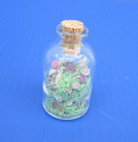 2 ounce Souvenir Sand and Shells Bottles with assorted colored shells and sand  - <font color=red> Bulk</font> Case of 192 @ .47 ea