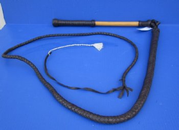 6 foot Braided Leather Bullwhip For Sale with 18 inches Wooden Handle and Cracker. - Pack of 1 @ $66.99 each