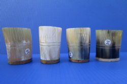 3 inches Carved Grass Blades Horn Shot Glasses, Cups - 2 @ $11.15 each