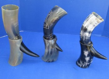 11 to 13 inches Decorative Carved Buffalo Drinking Horn with Stand for Sale - $23.99