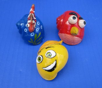 Assorted 3d Painted Characters and Animals Hermit Crab Shells 1-1/4 to 2 inches - 50 @ .95 each