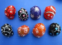 Decorated Hermit Crab Shells Painted In Assorted Modern Art Designs with Rhinestones <font color=red> Wholesale</font> 1-1/2 to 2 inches - 200 @ .45 each