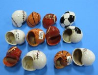 Assorted Painted Hermit Crab Shells with Sports Balls  -  1-1/4 to 2 inches - Packed 50 @ .72 each; 