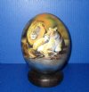 6 inches tall Pride of Lions and Map of Africa Decoupage Ostrich Egg with Wooden Bangle Stand - Buy this one for $49.99