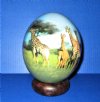 6 inches tall South African Decoupage Ostrich Egg with Giraffe Family and Map of Africa with a bangle stand - Buy this one for $49.99
