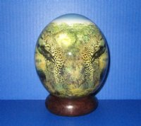 5-3/4 inches tall Decoupage Ostrich Egg with Africa's Big 5 Animals on a wooden bangle stand - Buy this one for $49.99