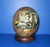 6 inches tall Decoupage Ostrich Egg with Map of Africa and Big 5 Animals and Dark Wood Bangle Stand - Buy this one for $49.99