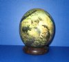 5-1/2 inches Decoupage Ostrich Egg with Families of Leopards and Lions with a Dark Wood Bangle Stand - Buy this one for $49.99