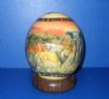 5-3/4 inches Decoupage Ostrich Egg with Africa's Big 5 and Map of Africa and Dark Wood Bangle Stand - Buy this one for $49.99