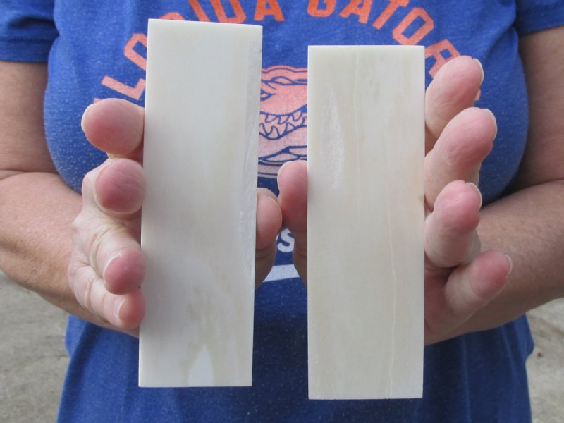 One Pair 5 inches Smooth Polished Buffalo Bone Knife Scales with putty